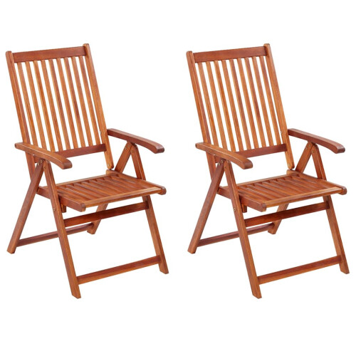 vidaXL 2x Outdoor Dining Chairs Acacia Wood Garden Patio Dinner Furniture Seat