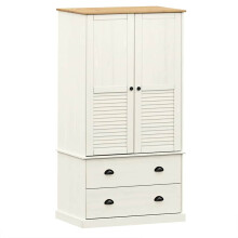 (white) vidaXL Wardrobe Closet Clothes Wooden Storage Organiser VIGO Solid Wood Pine