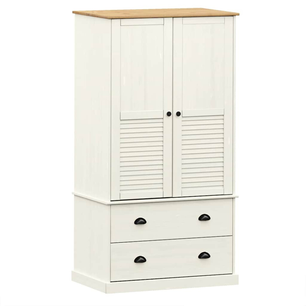 Vidaxl (White) Wardrobe Closet Clothes Wooden Storage Organiser Vigo Solid Wood Pine