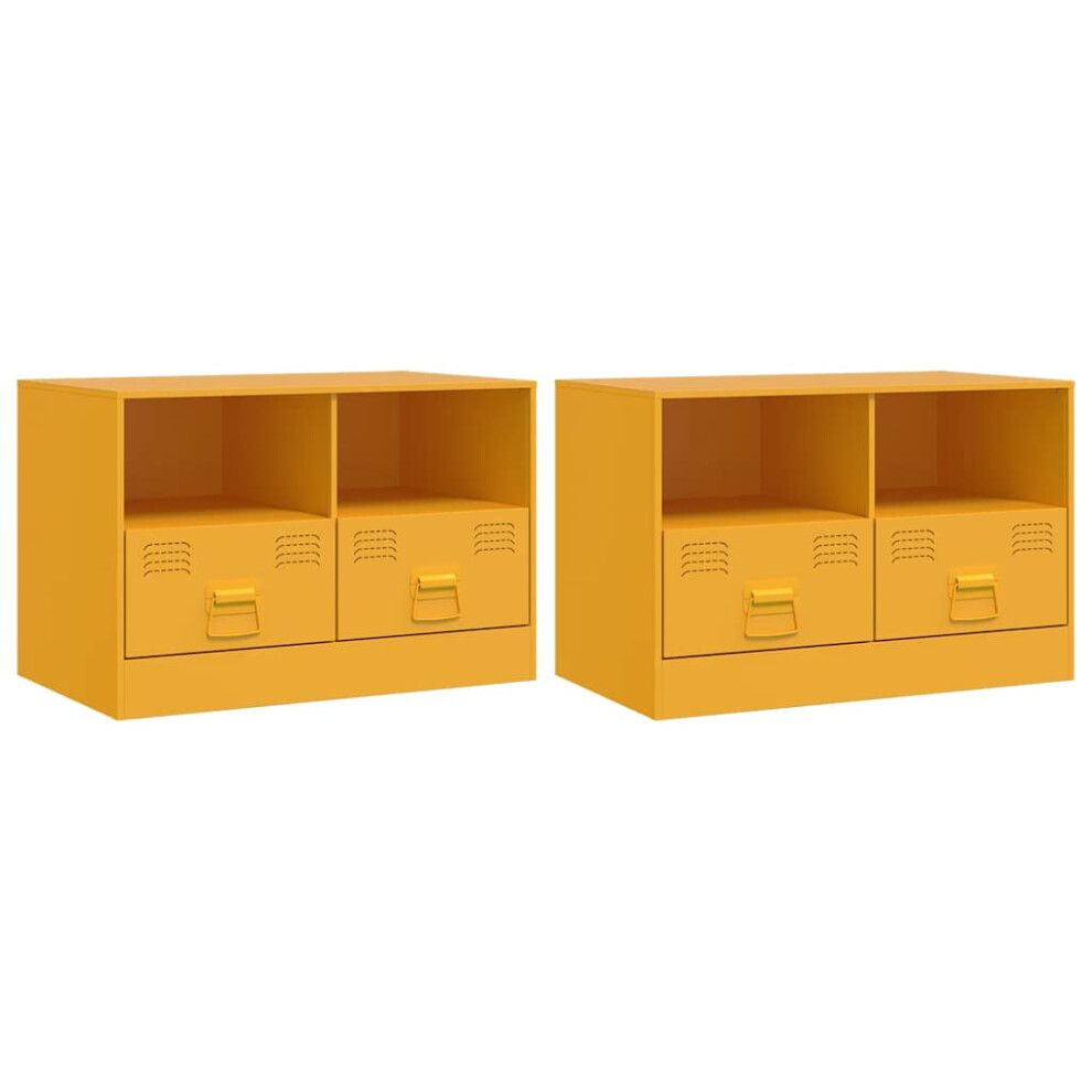 Vidaxl (Mustard Yellow, 2 Pcs) Tv Cabinet Tv Stand Tv Unit Entertainment Centre Mustard Yellow Steel