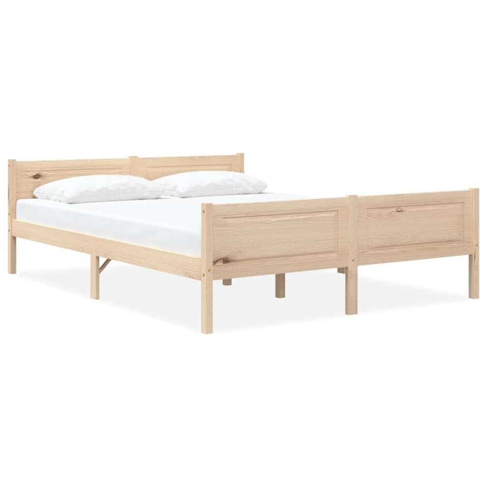 Vidaxl Solid Pinewood Bed Frame 140X200 Cm Bedroom Wooden Bed Base Bedstead