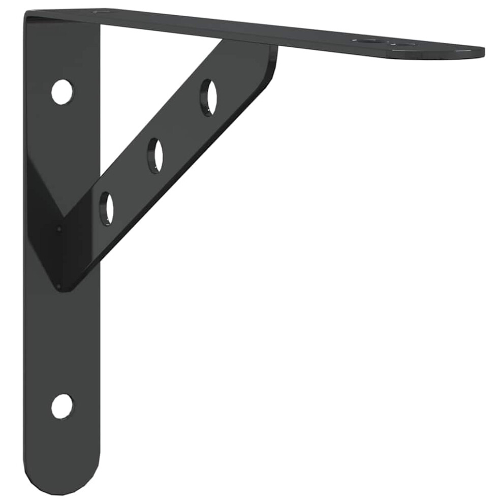 (Black, 23.5 X 2.5 X 15.5 Cm) Vidaxl Shelf Brackets Wall Mounted Shelf Support 4 Pcs Silver Stainless Steel - Image 2