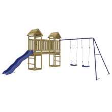(Solid impregnated pinewood) vidaXL Outdoor Playset Wooden Playground Set Kids Swing Set Solid Wood Pine