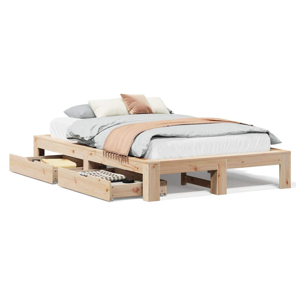 Vidaxl Bed Frame Without Mattress 120X190 Cm Small Double Solid Wood Pine