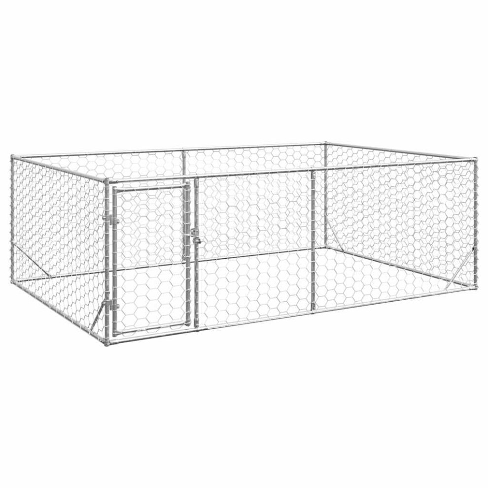 Vidaxl (3 X 2 X 1 M) Outdoor Dog Kennel With Door 2X1x1 M Galvanised Steel Outdoor Dog Cage