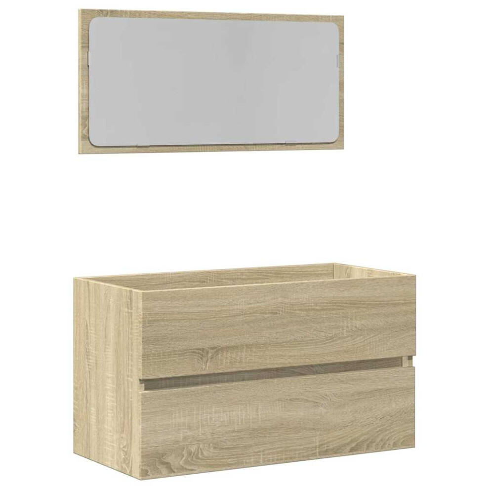 Vidaxl Bathroom Cabinet With Mirror Storage Cupboard Vanity Unit Sonoma Oak
