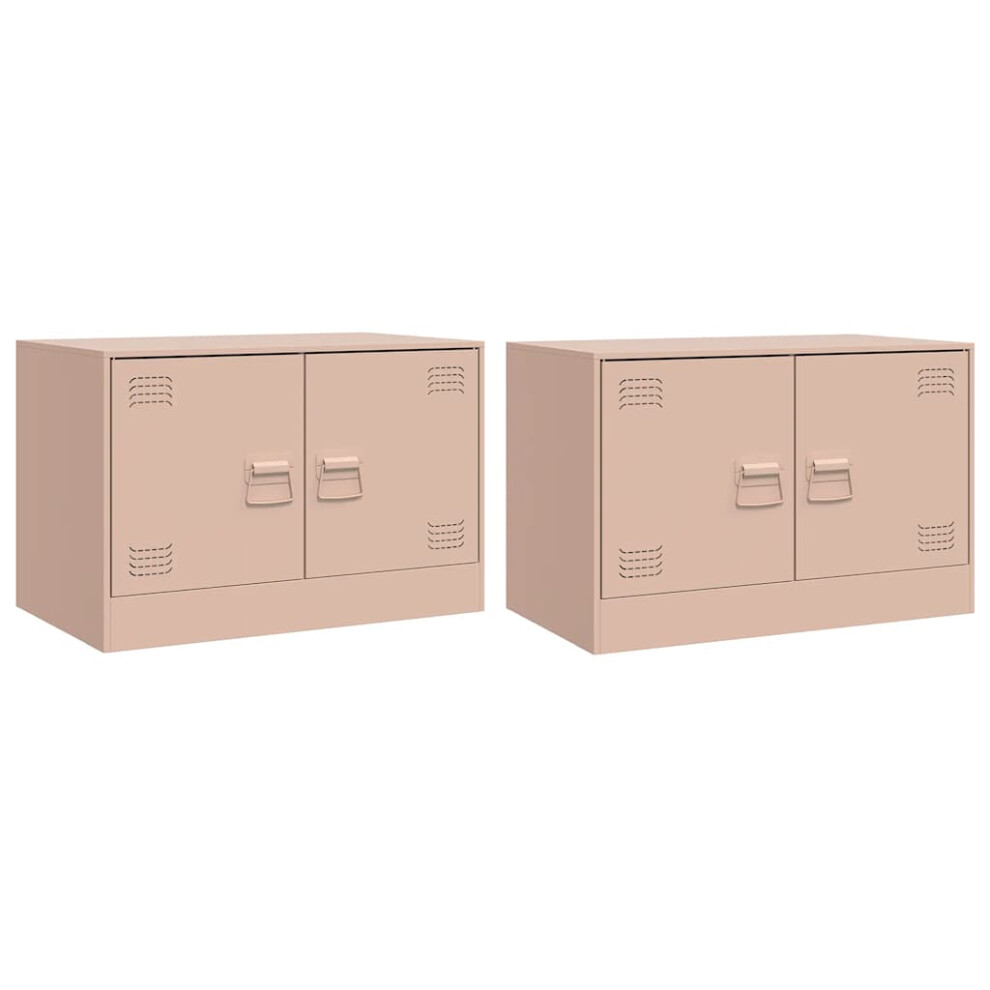 Vidaxl (Pink, 2 Pcs) Tv Cabinet Tv Stand Media Tv Unit Entertainment Centre Anthracite Steel