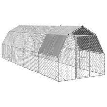 (2.5 x 8 x 2.25 m) vidaXL Chicken Run with Roof Chicken Coop Animal Hen House Galvanised Steel
