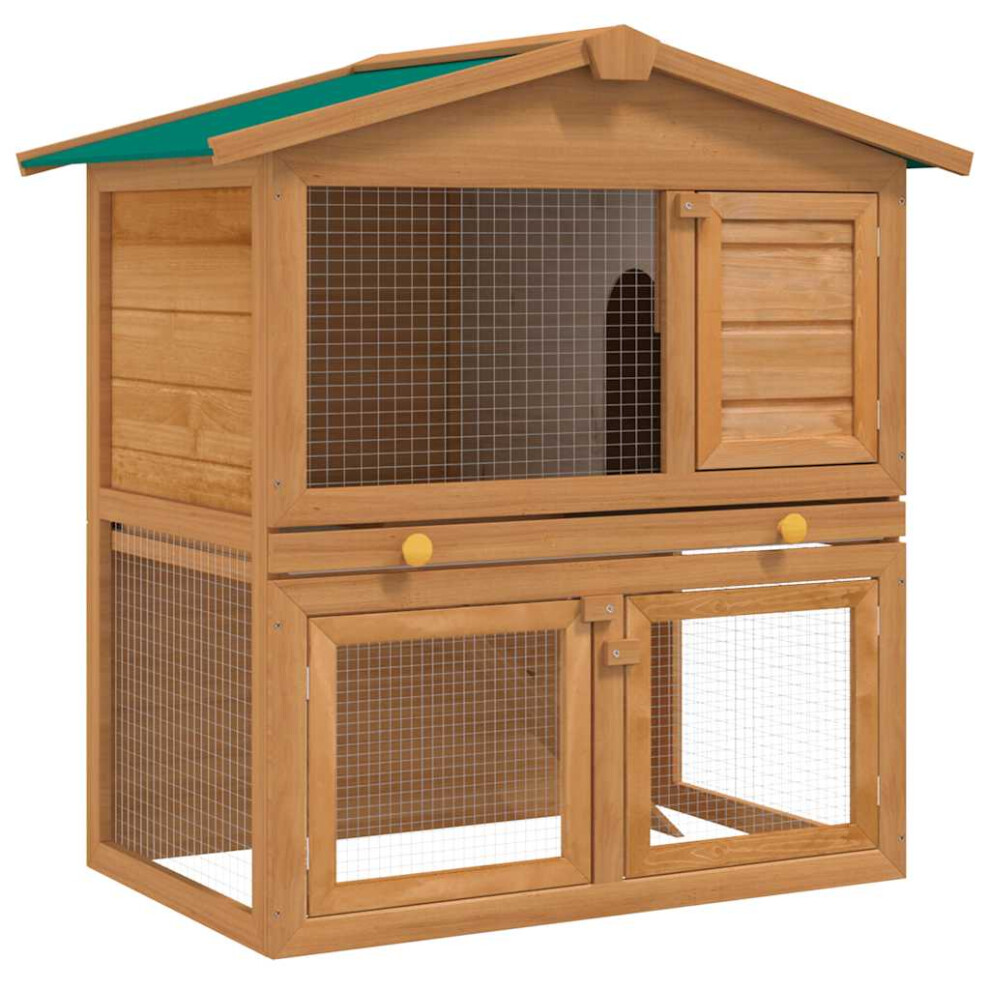 Vidaxl Outdoor Rabbit Hutch Small Animal House Pet Cage 3 Doors Wood Habitat