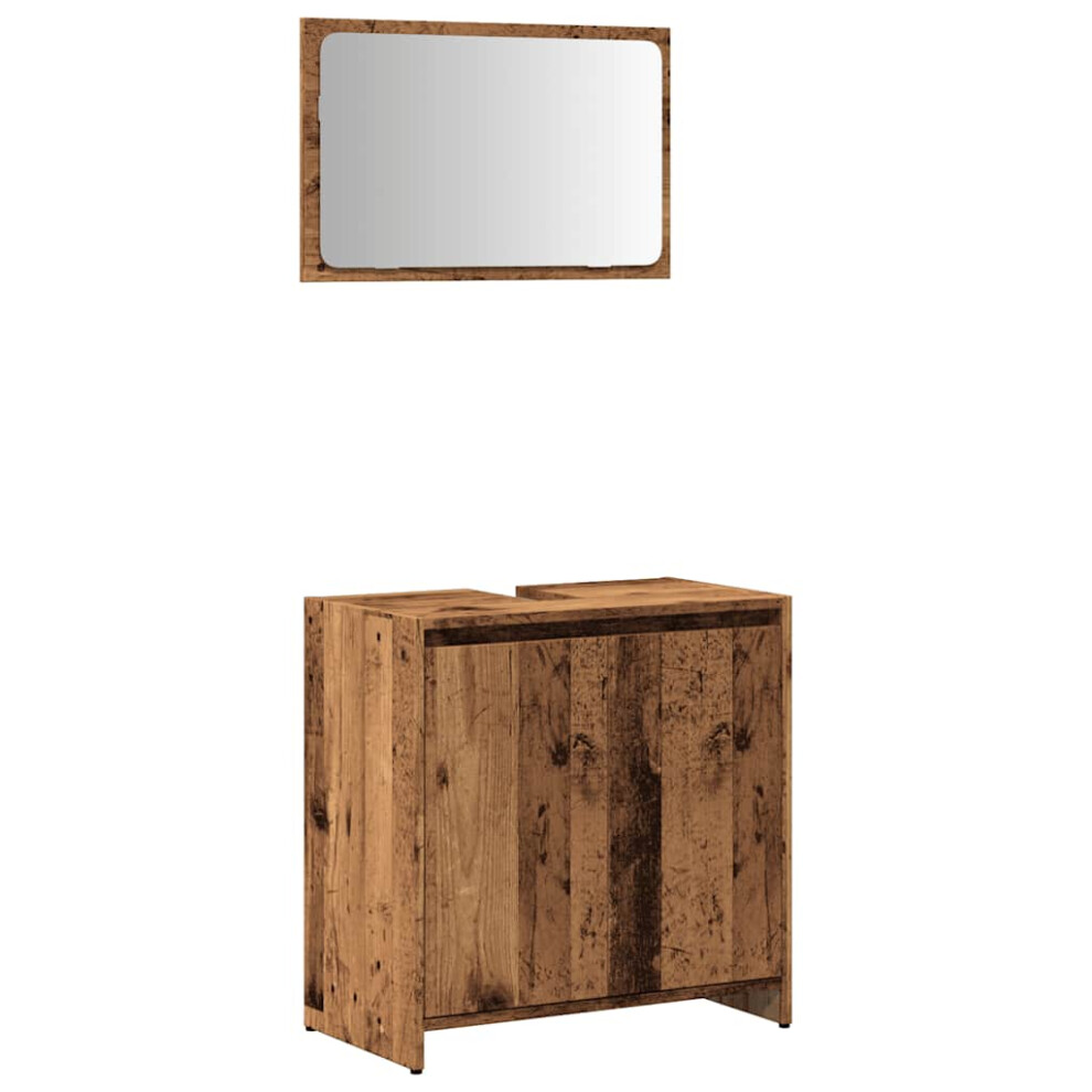 Vidaxl (Old Wood) Bathroom Furniture Set Vanity Unit Organiser Cabinet Engineered Wood