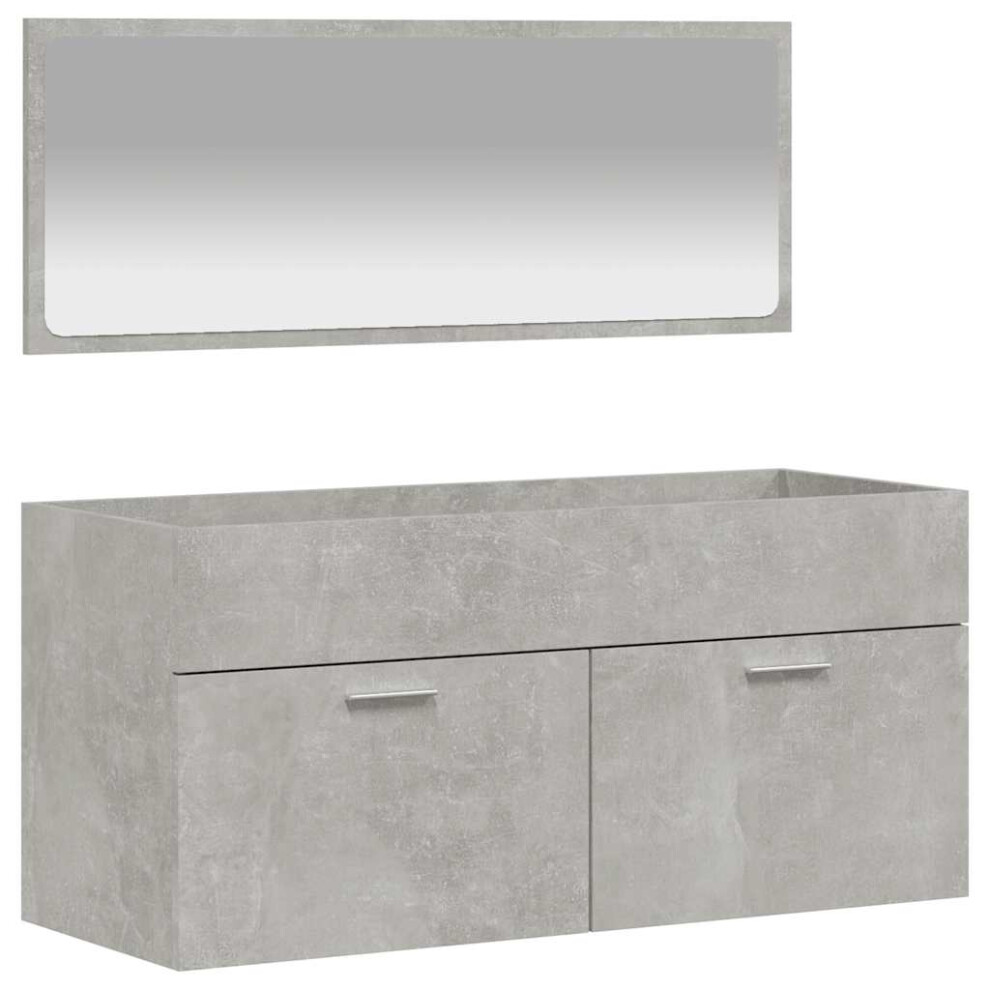 Vidaxl (Concrete Grey) Bathroom Cabinet Vanity Unit Cupboard With Mirror White Engineered Wood White,Grey