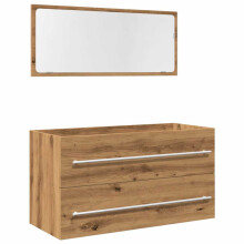 (artisan oak) vidaXL Bathroom Cabinet Vanity Unit with Mirror Sink Cabinet Engineered Wood