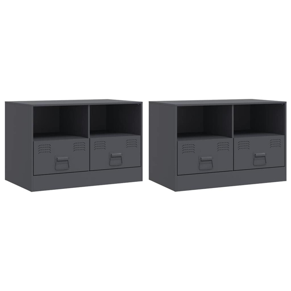 Vidaxl (Anthracite, 2 Pcs) Tv Cabinet Tv Stand Tv Unit Entertainment Centre Mustard Yellow Steel