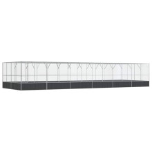 vidaXL Aviary with Extension Bird Cage Walk In Chicken Run Coop Silver Steel