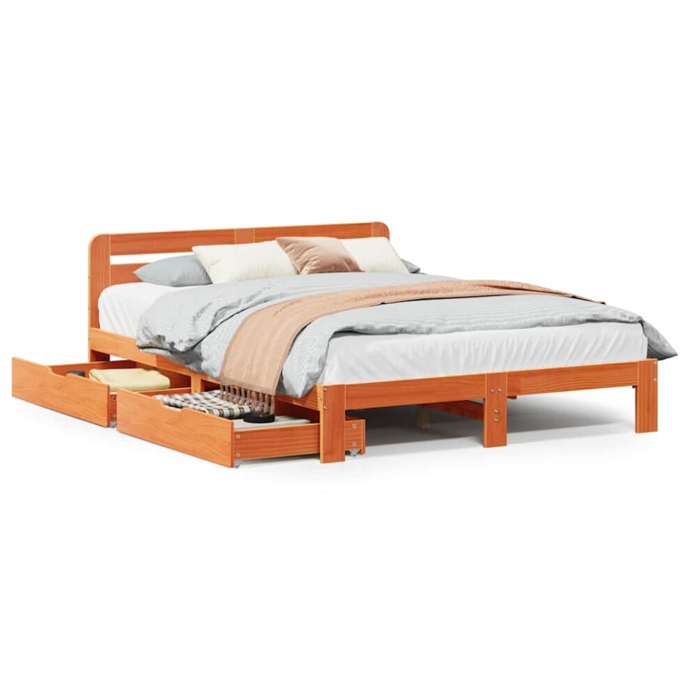 Vidaxl Bed Frame Without Mattress Bed Wax Brown 160X200 Cm Solid Wood Pine