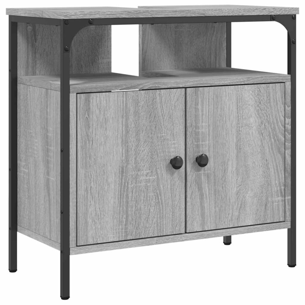Vidaxl Bathroom Sink Cabinet Storage Vanity Unit Grey Sonoma Engineered Wood