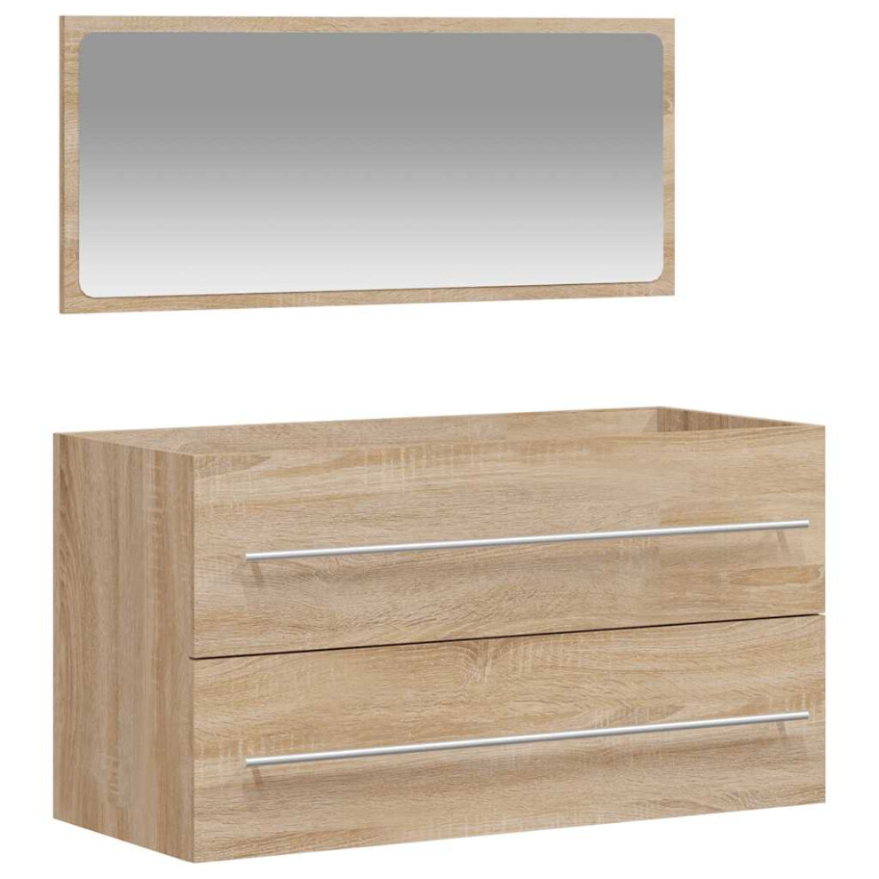 (sonoma oak) vidaXL Bathroom Cabinet Vanity Unit with Mirror Sink Cabinet Engineered Wood