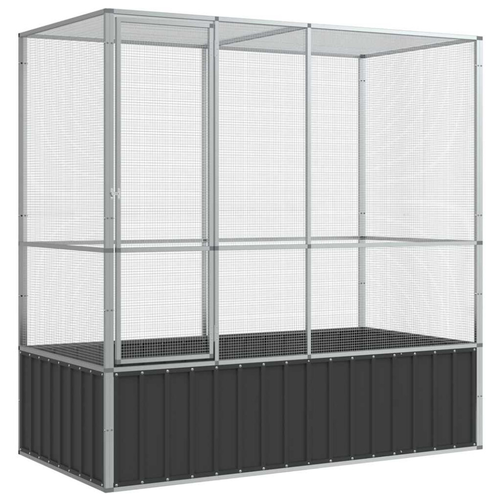vidaXL Aviary Outdoor Large Bird Cage Walk In Chicken Run Coop Silver Steel