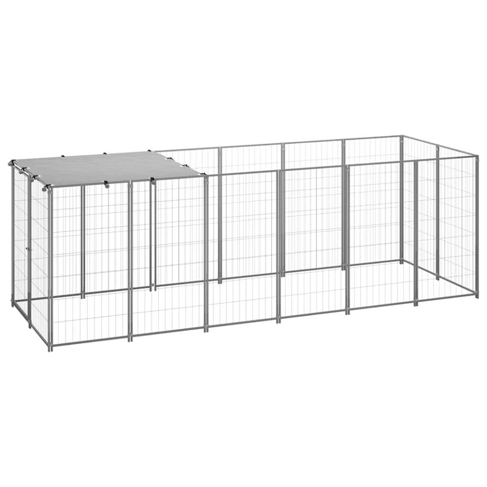 Vidaxl Dog Kennel 330X110x110 Cm Steel Puppy Enclosure Dog Supply Cage Silver