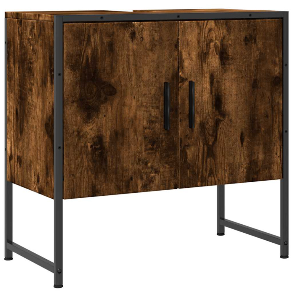 Vidaxl Bathroom Sink Cabinet Storage Vanity Unit Smoked Oak Engineered Wood