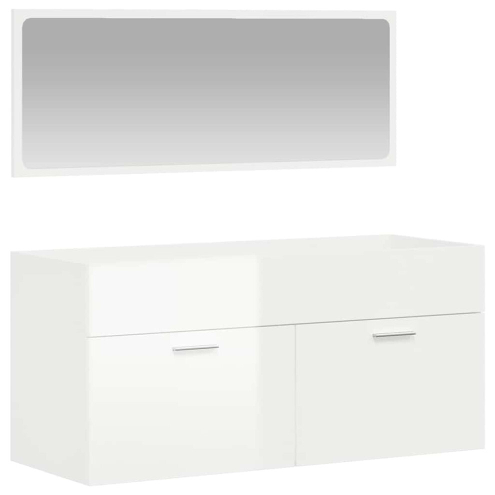 (high gloss white) vidaXL Bathroom Cabinet Vanity Unit Cupboard with Mirror White Engineered Wood