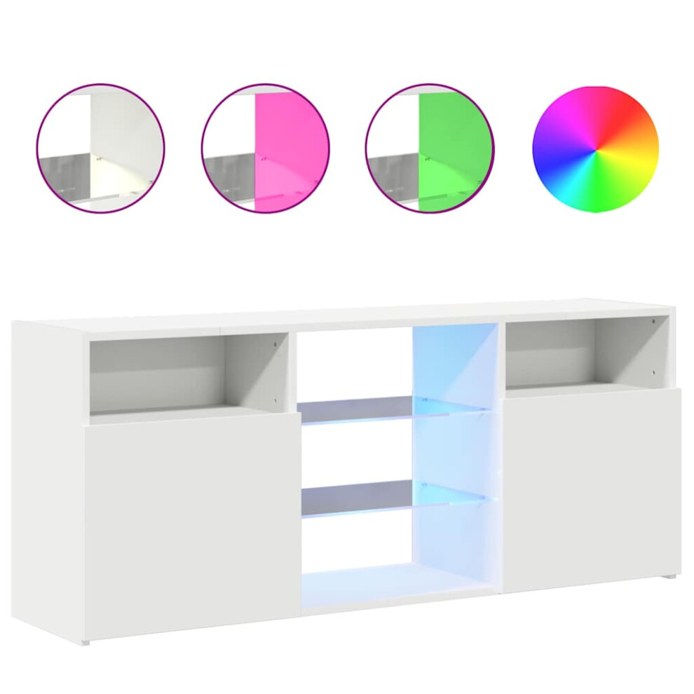 vidaXL TV Cabinet with LED Lights White Living Room Hanging TV Stand Unit