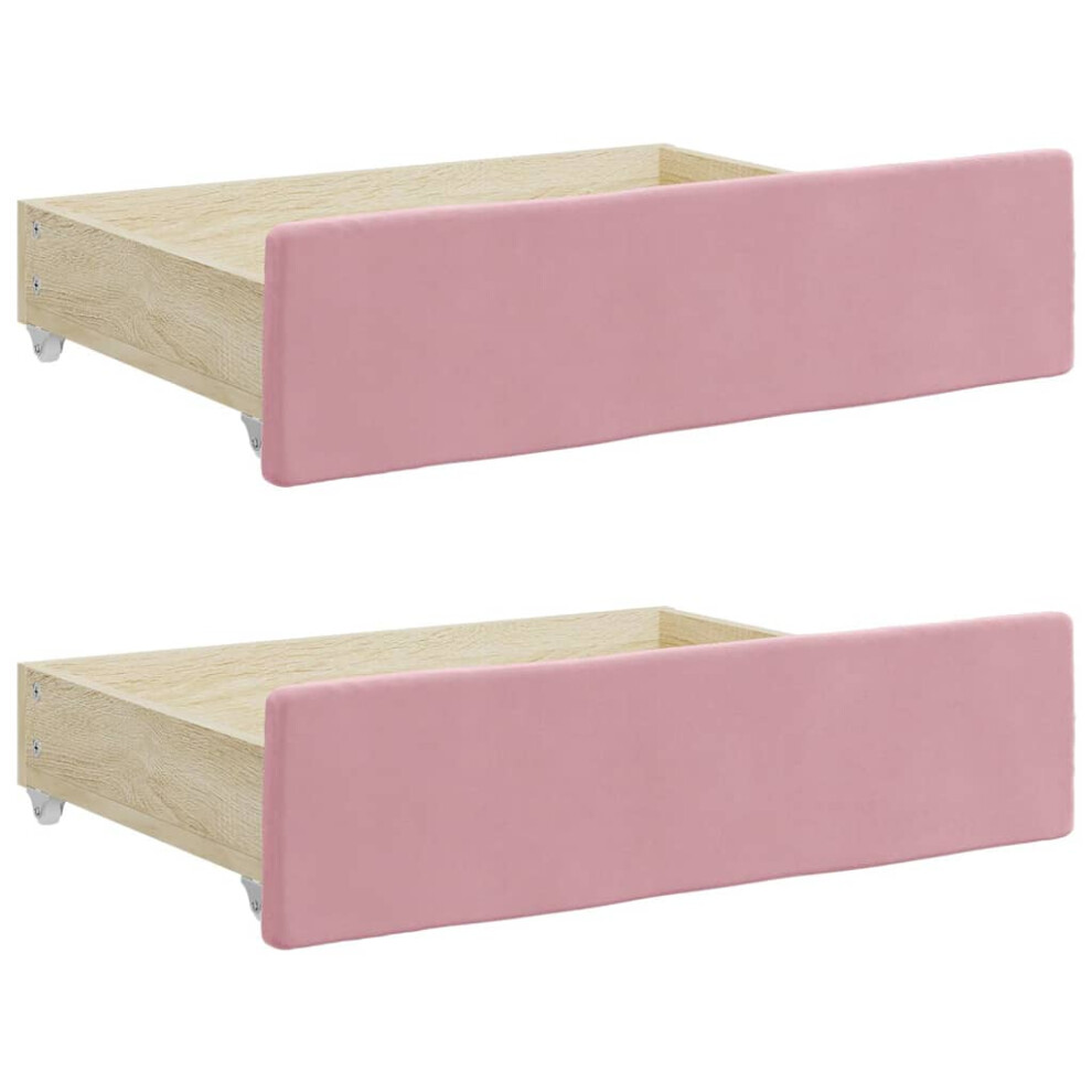 vidaXL Bed Drawers Storage Unit Bed Box 2 pcs Pink Engineered Wood and Velvet