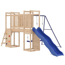(Solid pinewood) vidaXL Playhouse Climbing Frame with Slide Ladder Swings Kids Solid Wood Pine