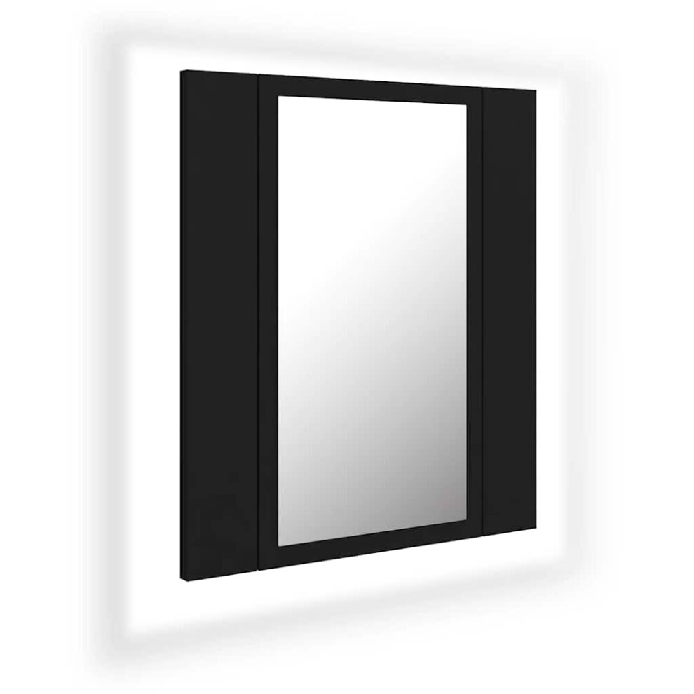 vidaXL LED Bathroom Mirror Cabinet Black 40x12x45 cm, RGB Light, Acrylic Mirror, 2 Shelves - 804949