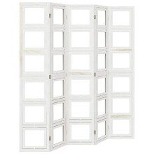 vidaXL Room Divider 5 Panels Office Privacy Screen White Solid Wood Paulownia