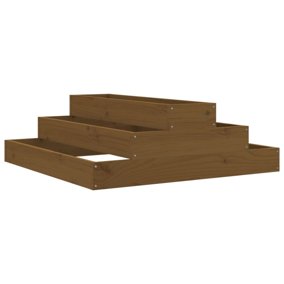 Vidaxl (Honey 80 X 80 X 27 Cm) Solid Wood Pine Planter Raised Bed Planter Flower Box Wooden Plant Pot Brown