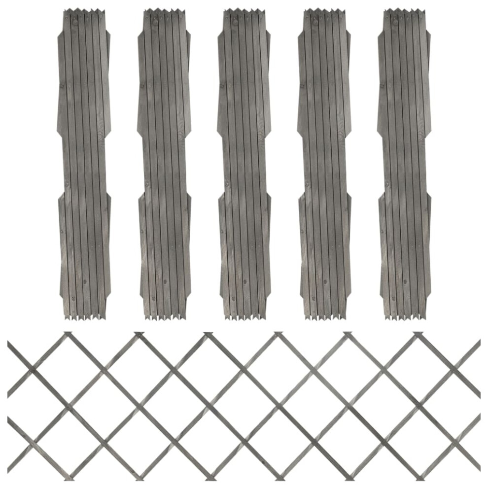 Vidaxl (, 180 X 60 Cm) 5X Solid Firwood Trellis Fences Outdoor Extending Barrier Brown/ Grey/Brown