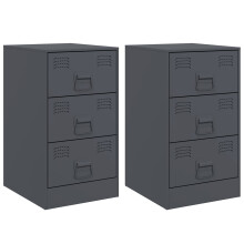 (anthracite, 2 pcs) vidaXL Bedside Cabinets Nightstand Bed Side Cabinet 2 pcs Mustard Yellow Steel