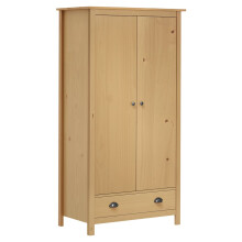 vidaXL Solid Wood Pine 2-Door Wardrobe Hill 89x50x170 cm Closet Wooden Cabinet