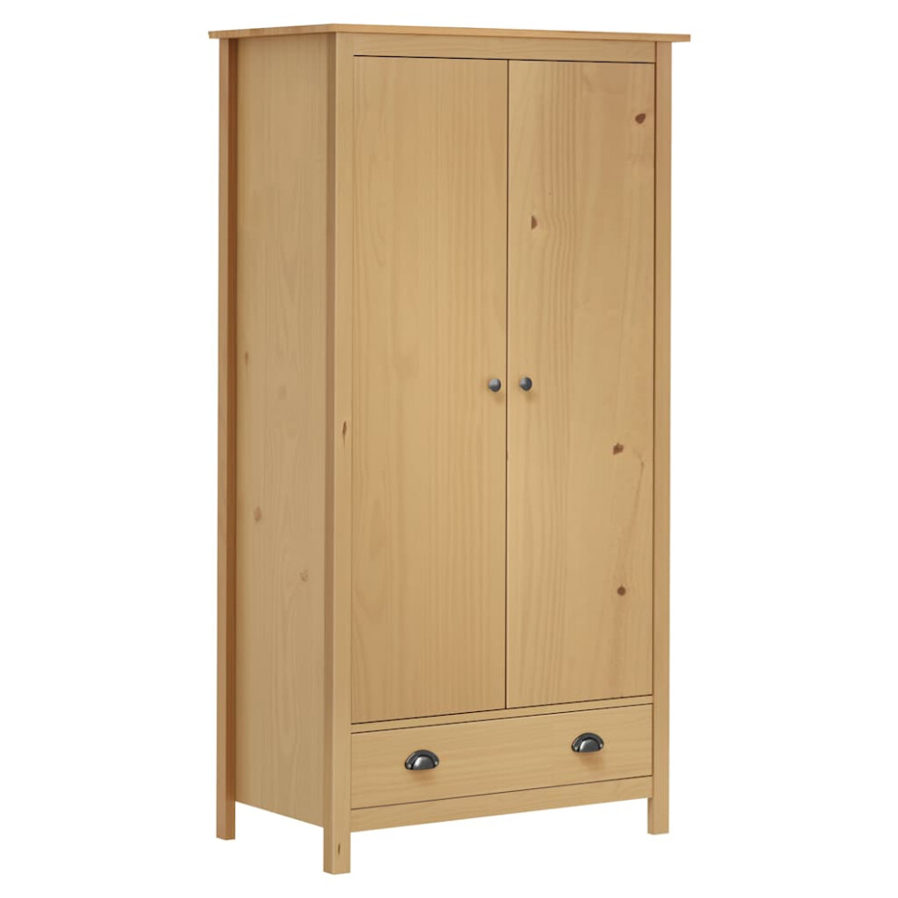 Vidaxl Solid Wood Pine 2-Door Wardrobe Hill 89X50x170 Cm Closet Wooden Cabinet