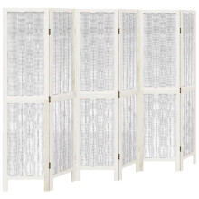 (40 x 160 cm/ 6 piece) vidaXL Room Divider 3 Panels Office Privacy Screen White Solid Wood Paulownia