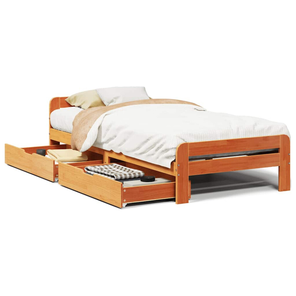 Vidaxl (Wax Brown, 75 X 190 Cm) Bed Frame Without Mattress Bed Wax Solid Wood Pine