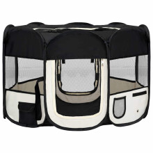 vidaXL Faltbarer Welpenlaufstall mit Tragetasche Schwarz 110x110x58 cm