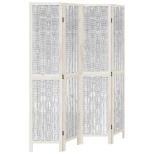 (40 x 180 cm/ 4 piece) vidaXL Room Divider 3 Panels Office Privacy Screen White Solid Wood Paulownia
