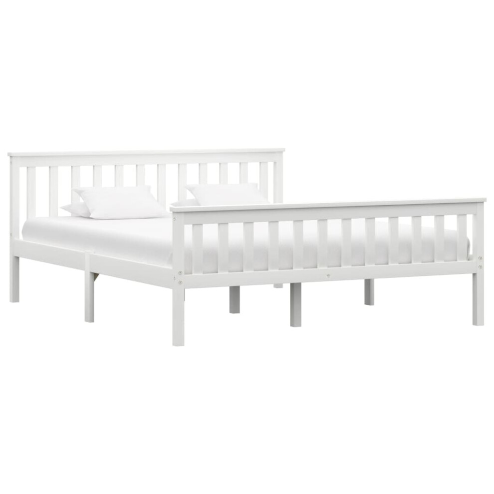 Vidaxl Solid Pine Wood Bed Frame White 160X200cm Double Wooden Bed Furniture