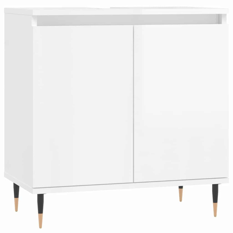Vidaxl Bathroom Cabinet Vanity Unit Cupboard High Gloss White Engineered Wood