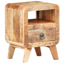 vidaXL Rough Mango Wood Bedside Cabinet Wooden Sideboard Storage Nightstand