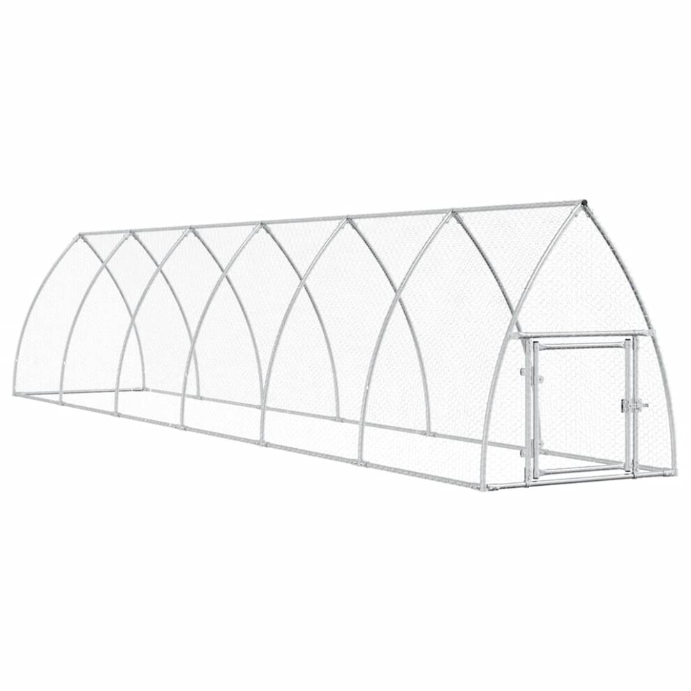 vidaXL Chicken Cage Farm Chicken Coop Chicken Run Cage Silver Galvanised Steel