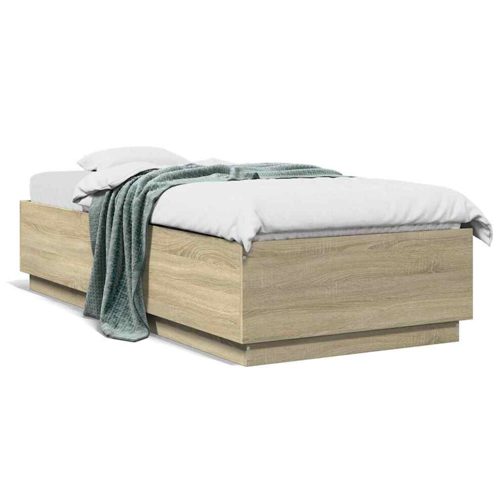 Vidaxl (Sonoma Oak, 100 X 200 Cm) Bed Frame Bedroom Bed Base Bedstead Mattress Foundation Engineered Wood