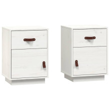 (White, 2) vidaXL 1/2x Solid Wood Pine Bedside Cabinet Wooden End Table Multi Colours