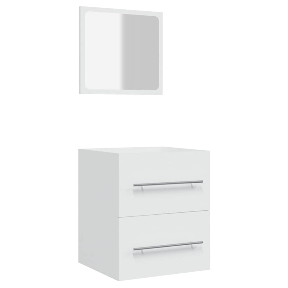 (White) vidaXL Bathroom Cabinet with Mirror Vanity Unit Sink Cabinet Engineered Wood