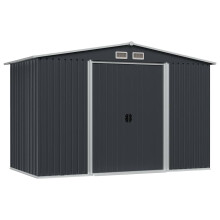vidaXL Garden Storage Shed Anthracite Steel 257x205x178cm Tool House Cabin