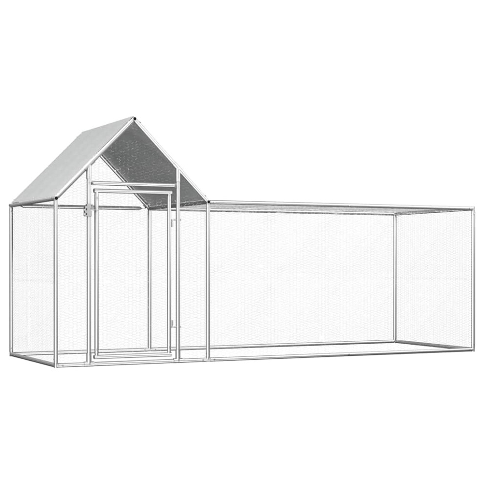 Vidaxl Chicken Coop 3X1x1.5m Galvanised Steel Hen House Poultry Hutch Run Nest
