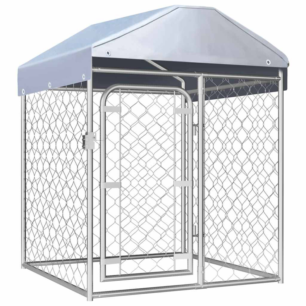 Vidaxl Outdoor Dog Kennel With Roof Lockable Latch System Pet Puppy Cage House