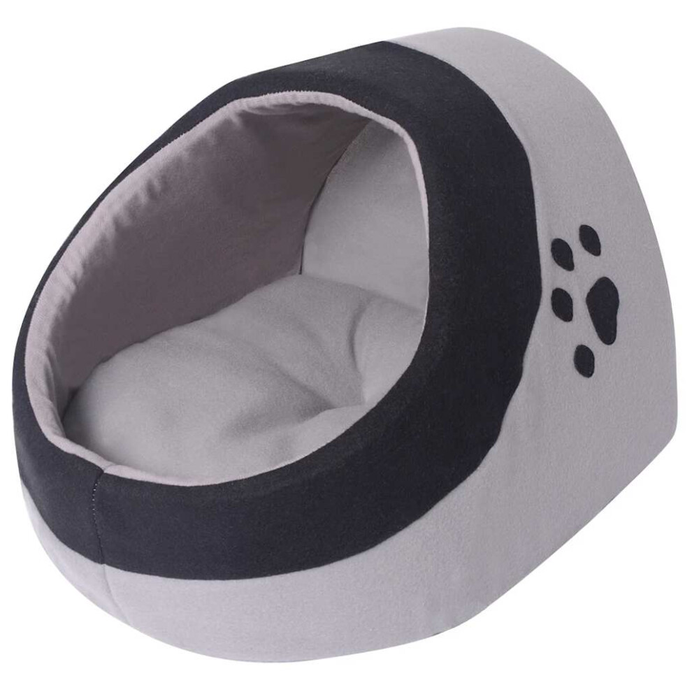 Vidaxl Dog Kitten Puppy Pet Cat Cubby Bed With Cushion Mat Polyester Fleece Washable M Grey/Black